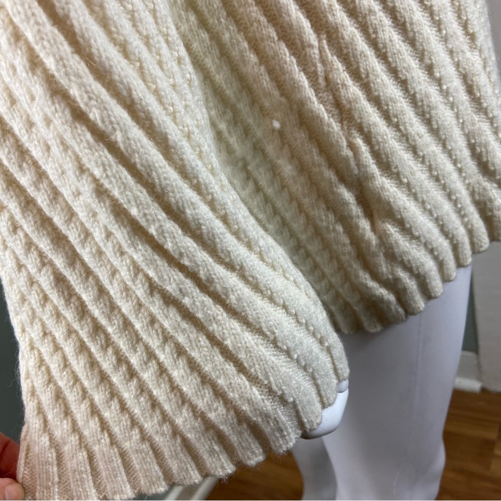 Ann Taylor Alpaca/Wool/Nylon Blend Cream Ivory White Ribbed Chunky Sweater M - Picture 7 of 10